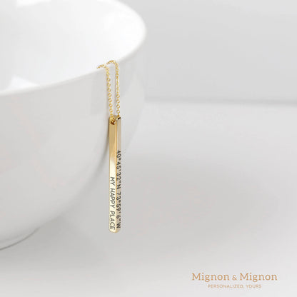 MignonandMignon Personalized Coordinates Necklaces for Women Gift for Her Custom Engraved Bar Jewelry with Kids Names for Mom Graduation Gifts - 4SBN