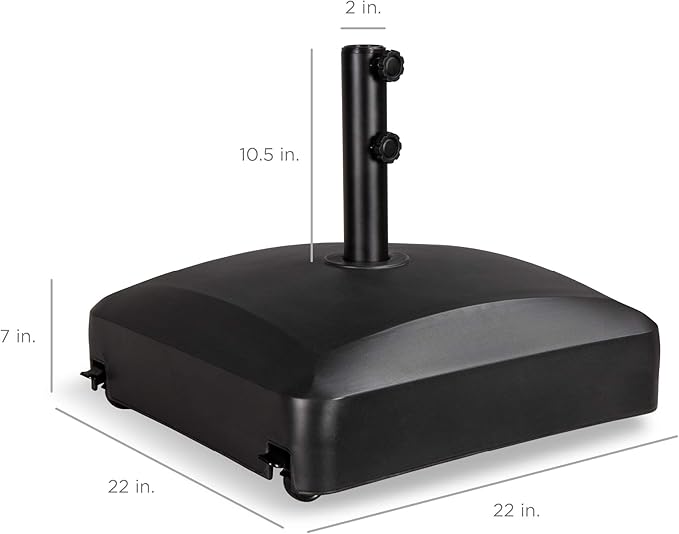 Best Choice Products 123lb Capacity Fillable Mobile Umbrella Base Heavy Duty Market Stand for Patio, Deck, Poolside w/ 4 Wheels, 2 Locks, 2 Knobs, Wind-Resistant Design - Black