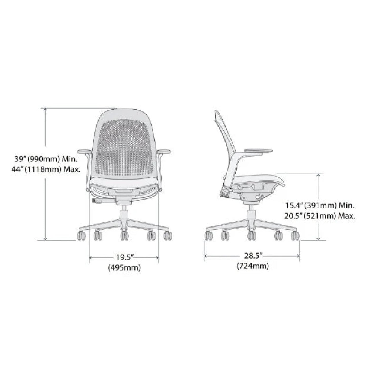 Haworth Breck Office Chair - Ergonomic Desk Seat with Height-Adjustable Lumbar Support, Black Trim, and 4D-Arms (Agave)