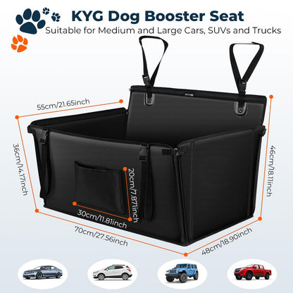 KYG Extra Stable Dog Car Seat Waterproof Dog Car Seat for Dogs Non-Slip Pet Car Seat Scratch Proof Car Seat for Dogs Large-with 4 Fastening Straps Dog Car Seat for Back Seat-up to 26 KG