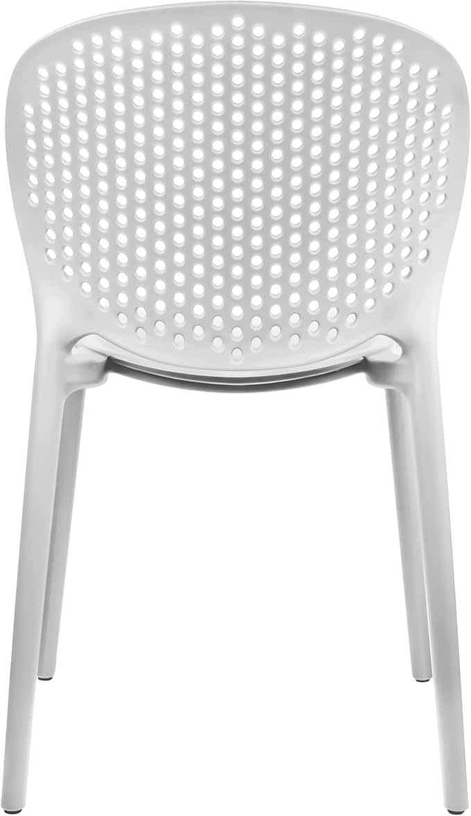 2xhome Set of 2 Patio Dining Chairs | Modern Stackable Outdoor Pool Side Chair | Weather Resistant Plastic for Yard, Porch, Balcony, Kitchen, White