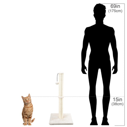 Dimaka Cat Scratcher Scratching Post with Sisal Rope and Soft Plush 29" Tall Beige