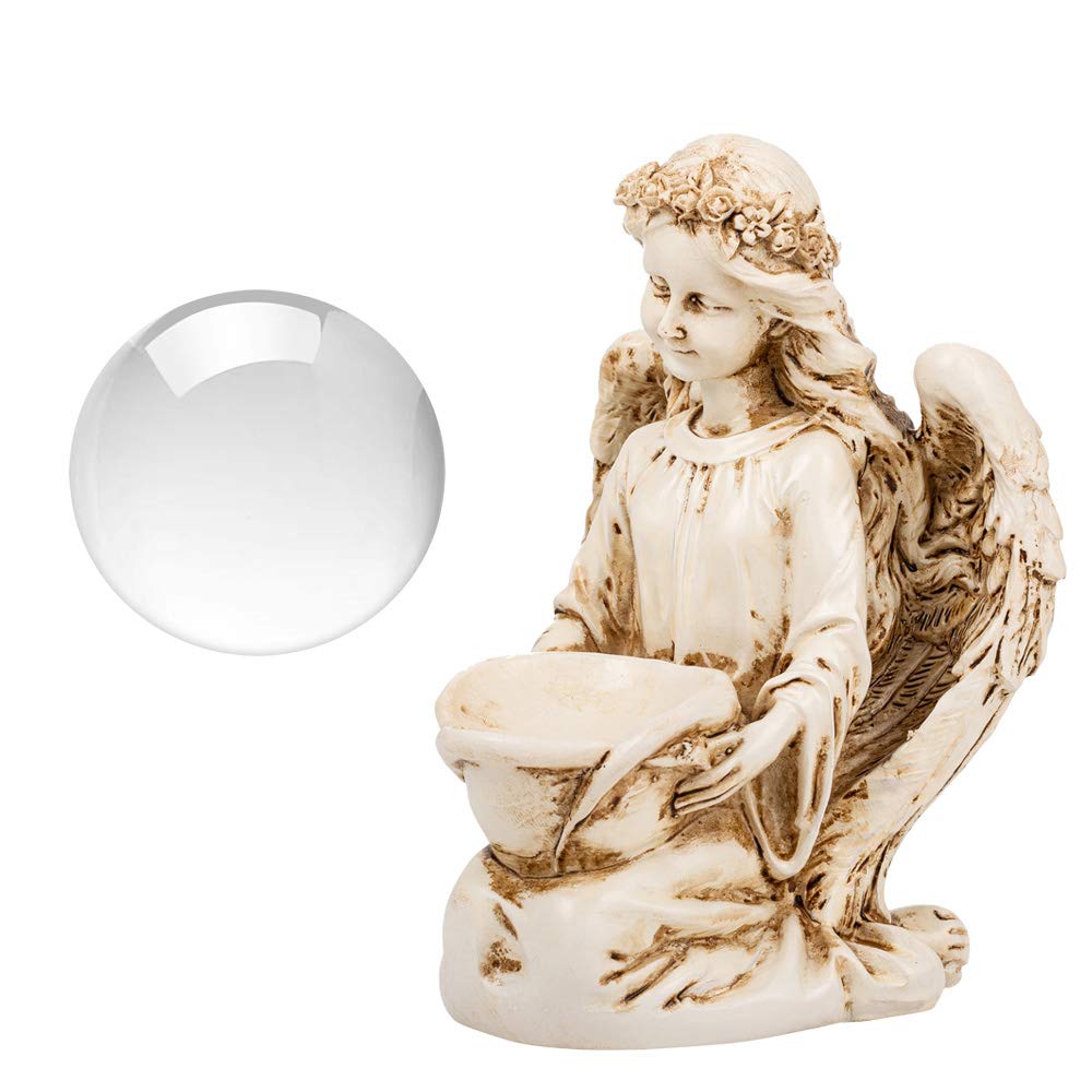 Amlong Crystal Angel Statue Figurine and 2.5" Diameter Clear Crystal Ball with Gift Box