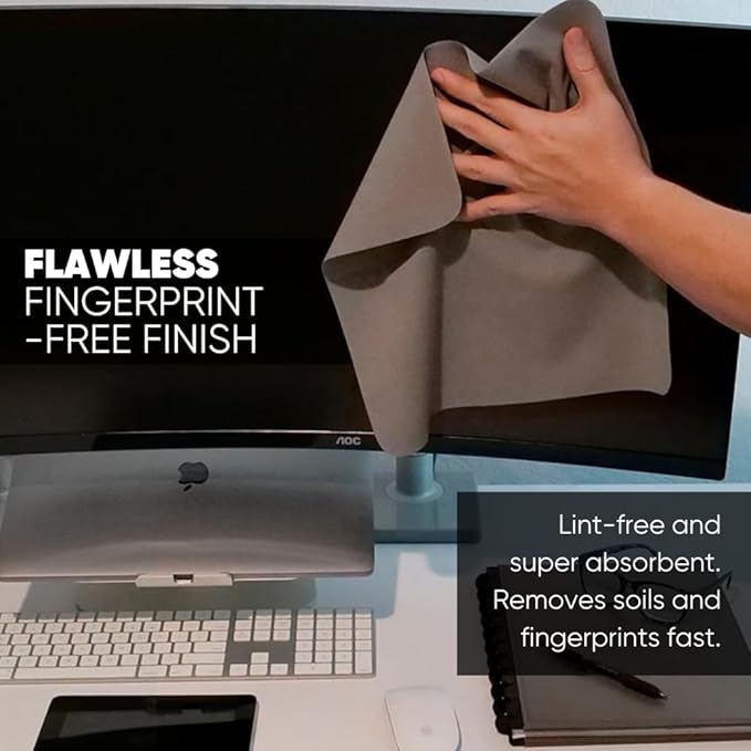 Microfiber Wholesale Premium TV Screen Cleaning Cloth Gray | 14”x14” | 3pk |