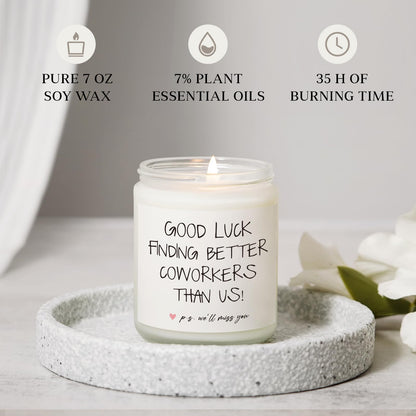 BAUBLEDAZZ Coworker Leaving Gifts for Women - Handmade Lavender Soy Wax Candle(7oz)- Funny Going Away, Goodbye, Farewell Gifts for Coworkers, Boss, Men, Women, Friend