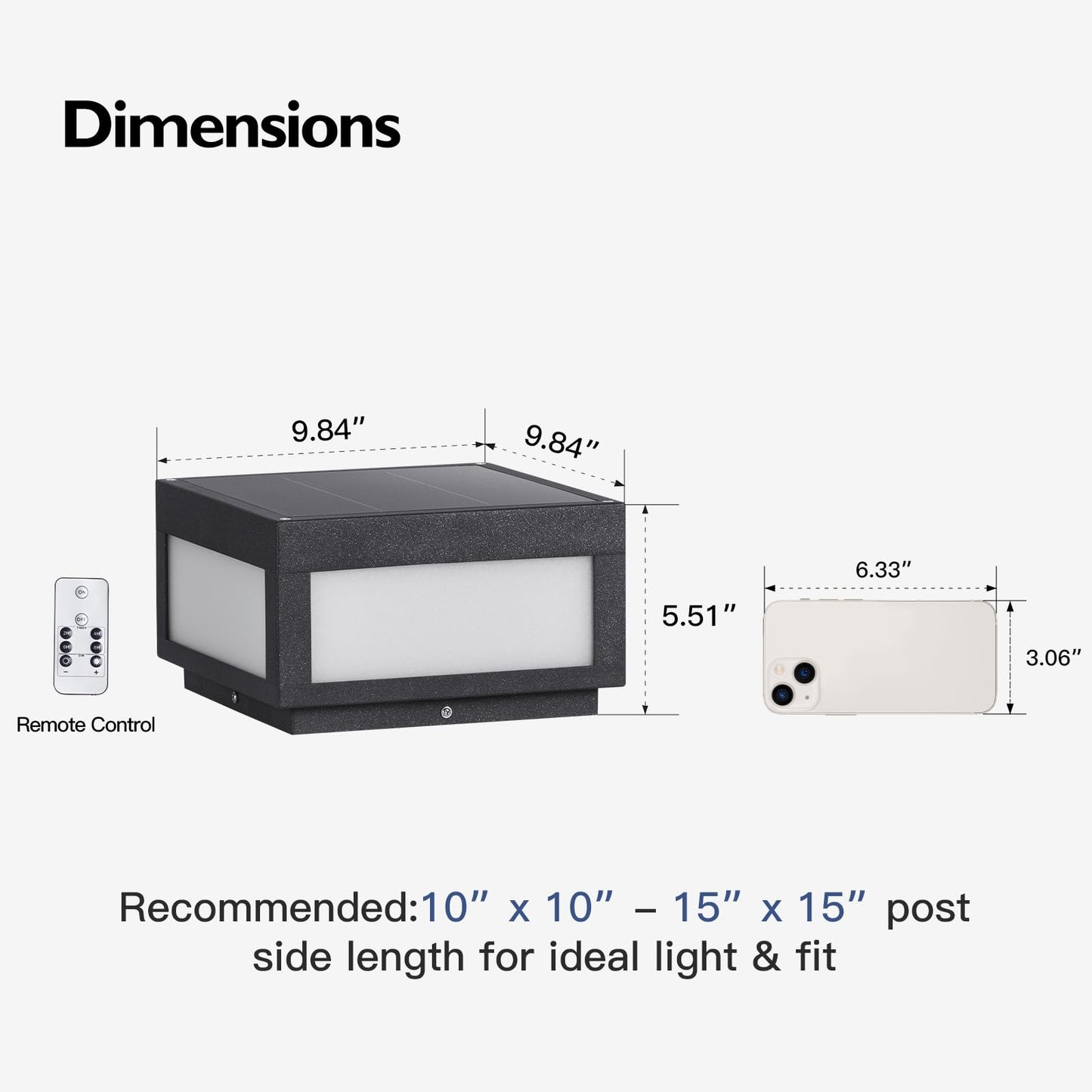PAKEDANDUN Solar Post Lights Outdoor, 9.84" Solar Pillar Lights Outdoor, IP54 Waterproof Column Light Outside with E26 Bulb, 3000K LED Post Lamp Dusk to Dawn, Modern Pillar Light for Patio Garden