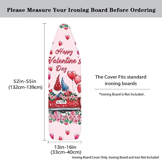 Gnome Ironing Board Cover Love Heart Standard Size 15 x 54 Stain Resistant