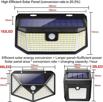 Aootek Solar Lights Outdoor 182 LEDs 2500Lm Solar Motion Sensor Lights IP65 Waterpro of with Wide Anglefor Patio Garden Garage Yard Front Door(2pack)