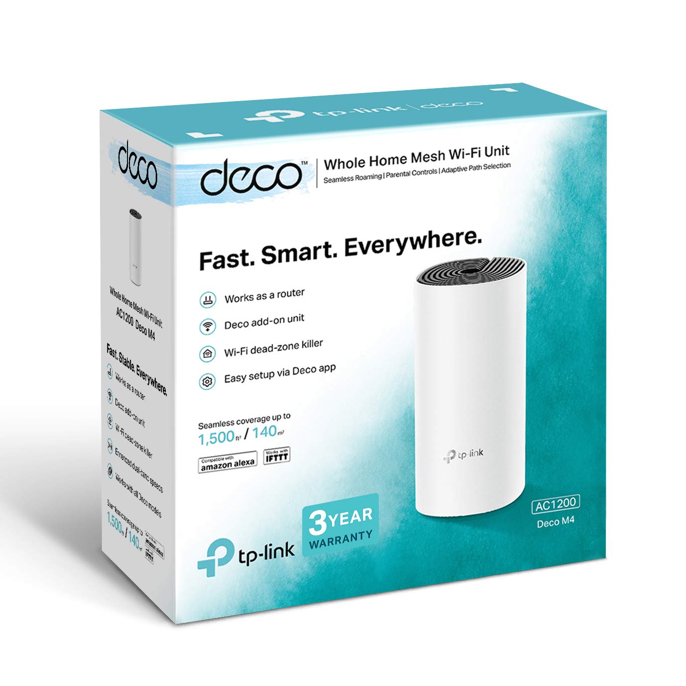TP-Link Deco M4 Router WiFi AC1200Mbps WiFi Router WiFi Extender Booster, Add on Single Unit for All Deco Mesh WiFi System, Gigabit Ethernet Ports, Easy Setup, Internet Booster Routers, WiFi Booster