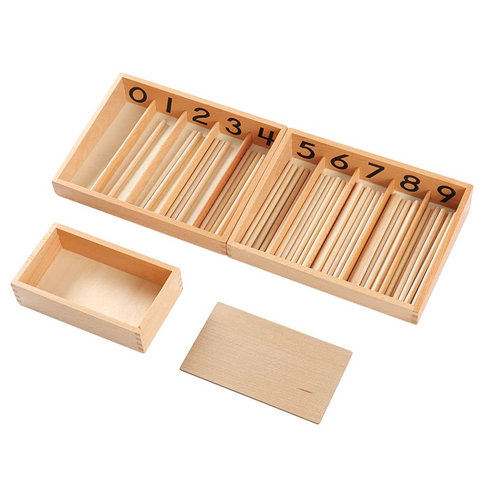 Kghios Montessori Spindle Box with 45 Spindles Montessori Math Toys Material for Toddlers Kids 3 Years Old