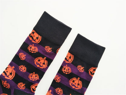 SherryDC Men's Halloween Pumpkins Bats Novelty Fun Crew Length Casual Dress Socks 2-Pack,One Size