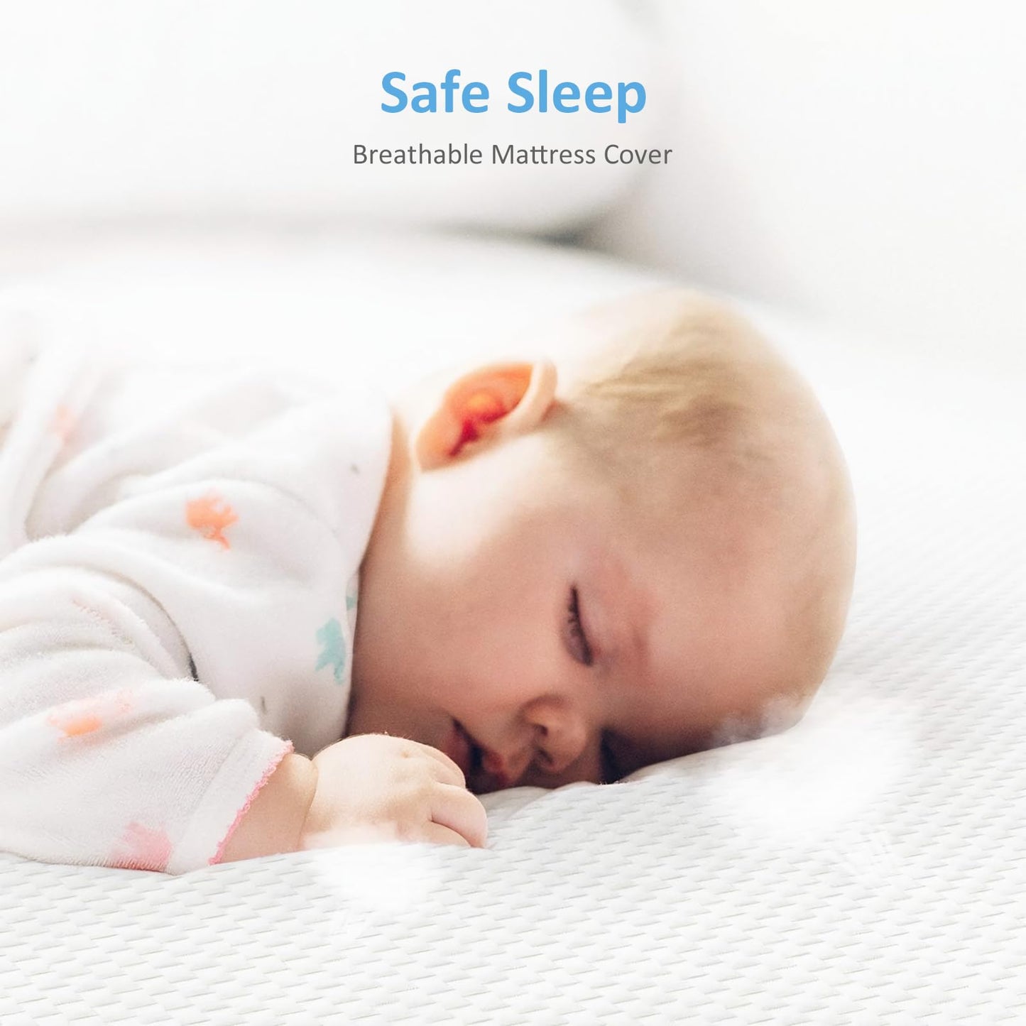 Dourxi Mini Crib Mattress, 38x24X4 Inch Dual Sided Comfort Gel Memory Foam, Breathable Premium Baby Mattress for Mini and Portable Cribs w/Removable Outer Cover - White&Blue