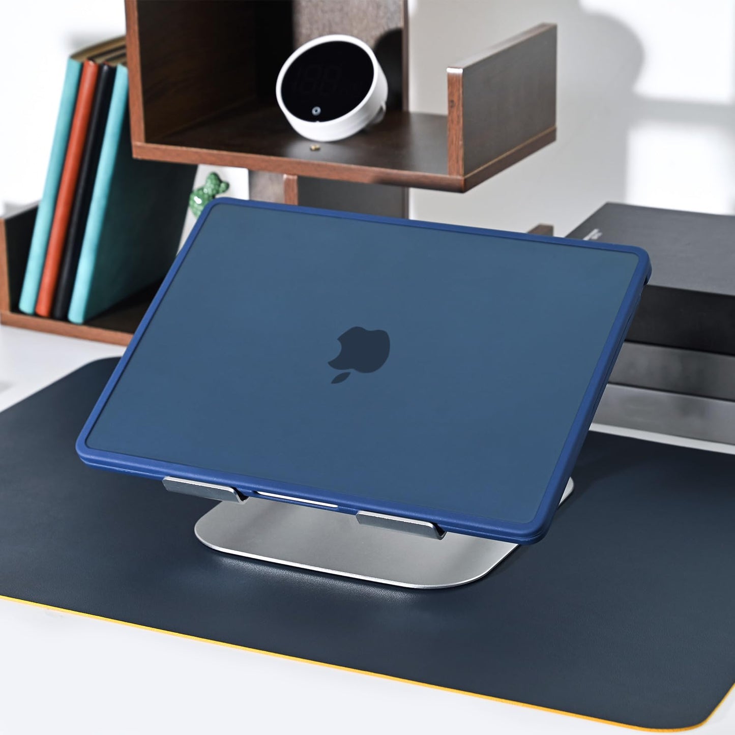 BlueSwan TPU Frame Case Compatible for MacBook Air 13 inch M4 M3 M2 2025 2024 2022 (A3240 A3113 A2681) Anti-rupture Anti-fingerprint Matte Hard Shell Cover Mac 13,6" - (Blue Edge) Frosted Midnight