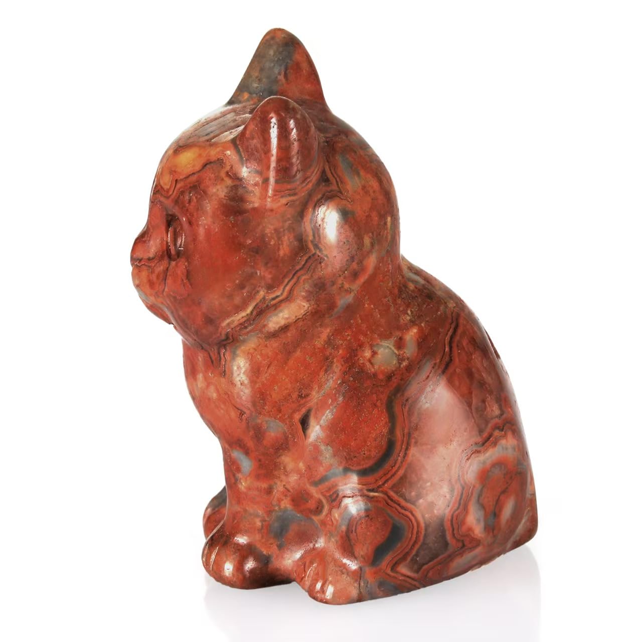 Bosfante 2" Agate Cat Figurine for Independence&Wisdom,Cat Statue for Soft Yet Wild,Cat Decor for Homes&Offices
