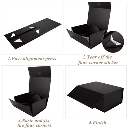 LDXDRU 5 Pack 10x7x4 Inches Magnetic Gift Box, Black Gift Boxes with Magnetic Lids, Black Magnetic Box for Wedding, Christmas, Birthdays, Mother's Day, Bridesmaid Proposal Boxes