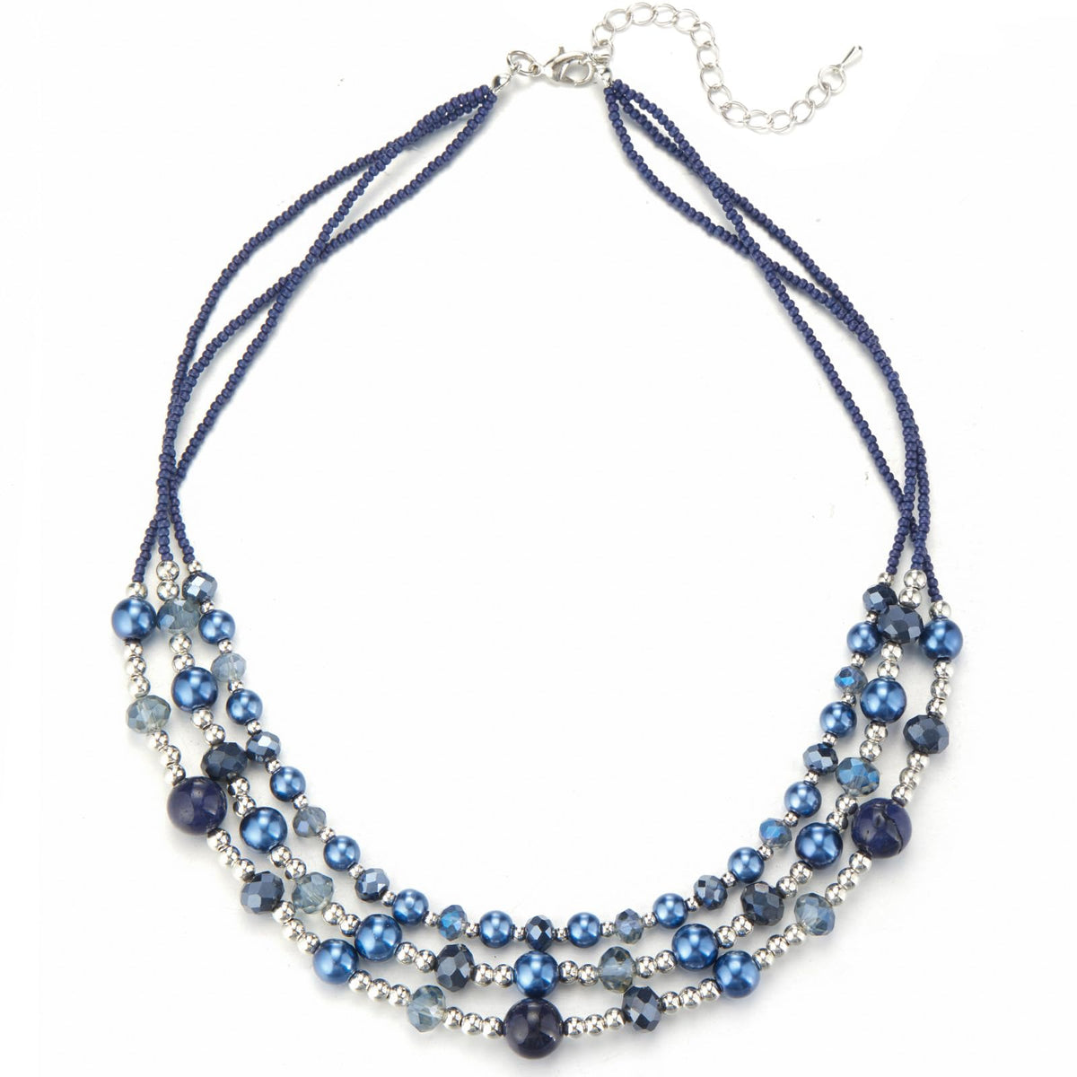 Noessla Beaded Statement Necklaces for Women Layered Chunky Bead Necklace Fashion Costume Jewelry Gifts for Mom(Blue)