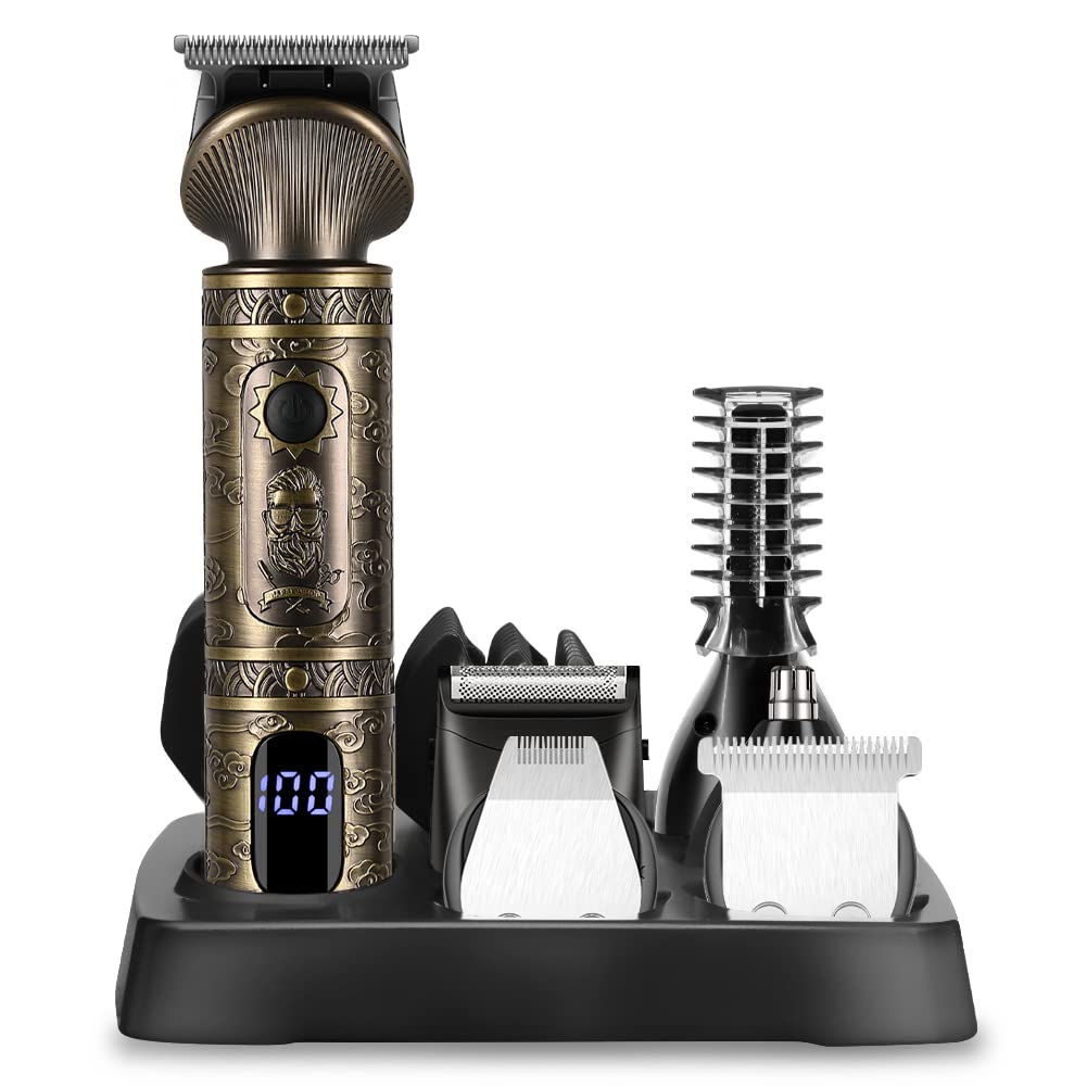 Surker Professional Beard Trimmer Kit - Zero Gapped T-Blade Electric Shaver, Nose & Body Trimmer - Cordless Grooming Kit 7 in 1
