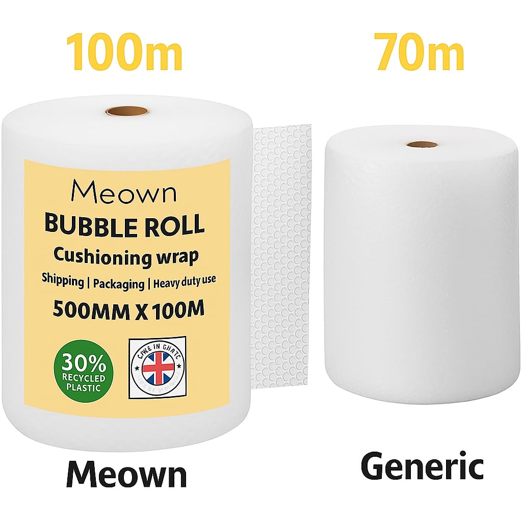 Meown Bubble Wrap 500mmx100m - Premium Quality Bubble Wrap Roll - Packaging Material for Shipping and Storage, Protect Your Goods with Ease