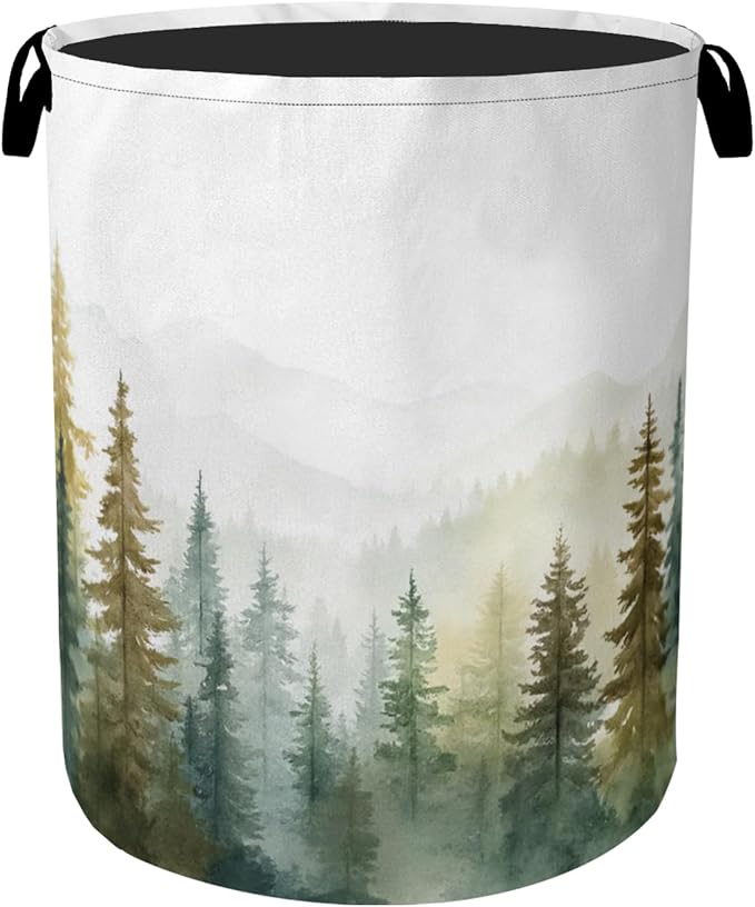 Misty Forest Green Foldable Laundry Hamper