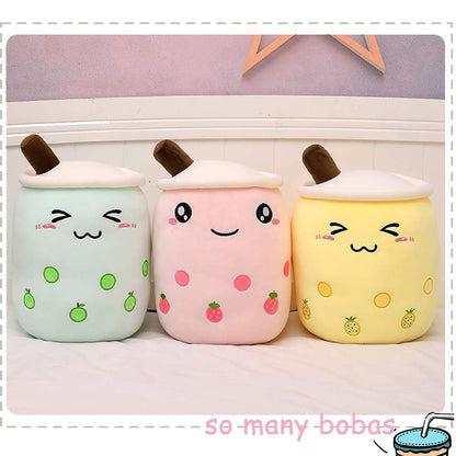 AMOZO Cute Cartoon Boba Milk Tea Soft Plush Doll, Giant Boba Bubble Plushie Stuffed Tea Cup Pillow Gift Toys(Green,35cm)