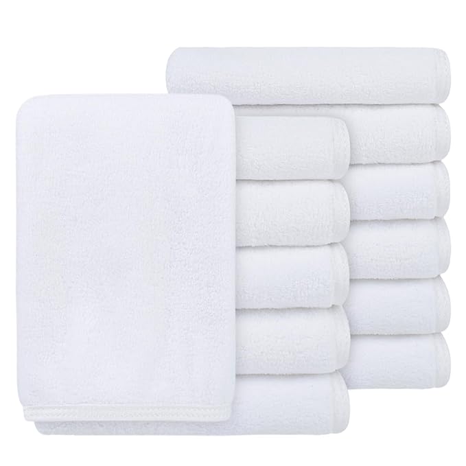 SINLAND Absorbent Coral Velvet Washcloth Ultra Soft Microfiber Face Towels 12 x