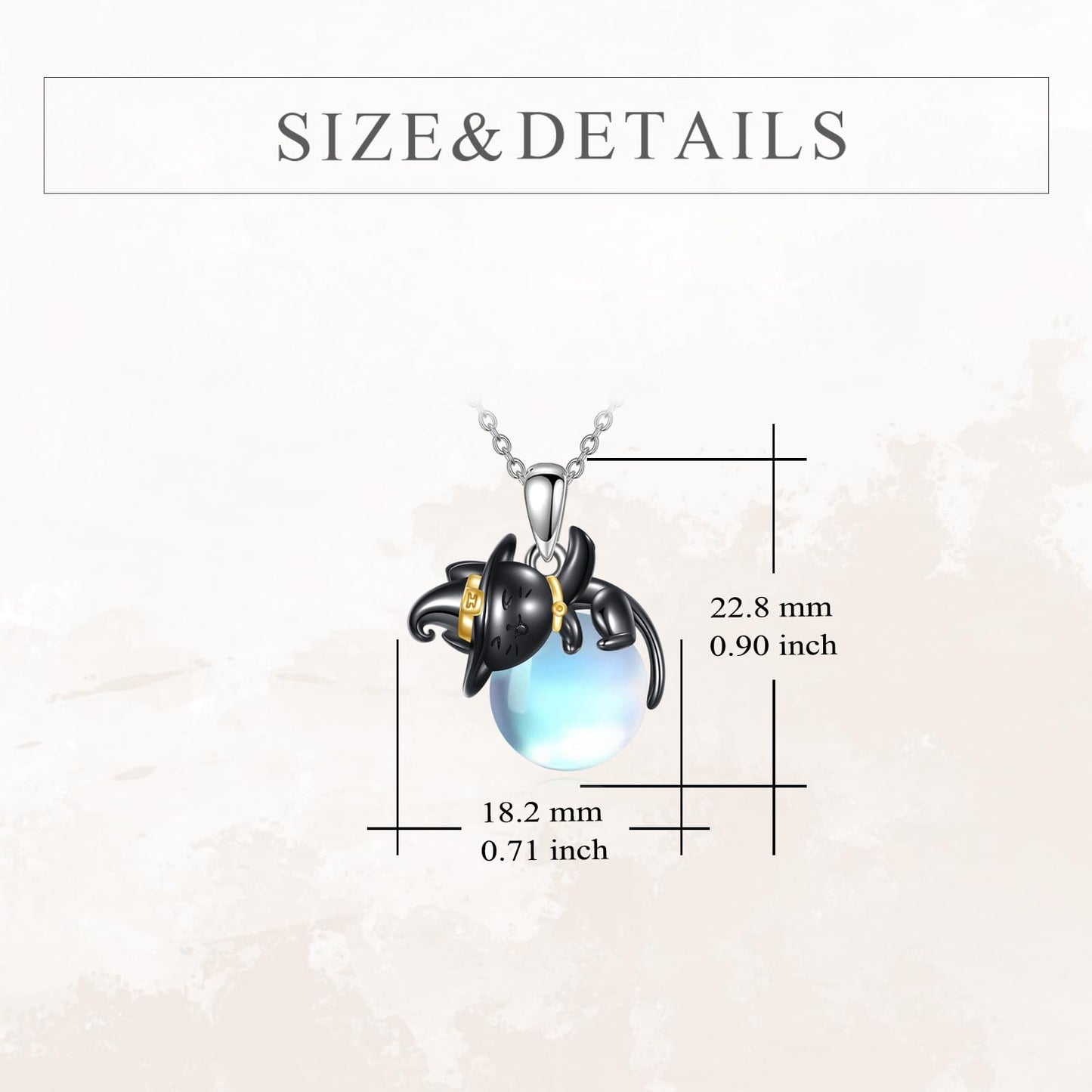 Vadmans Black Cat Necklace Sterling Silver Halloween Cat Pendant Jewelry Cats Lover Gifts for Women