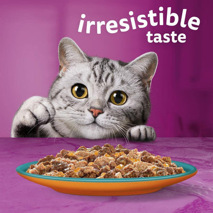 WHISKAS - 1+- Adult Wet Cat Food Pouches - 40 x 85 g - Surf and Turf in Jelly - Bulk Cat Food Megapack - 40 Pouches