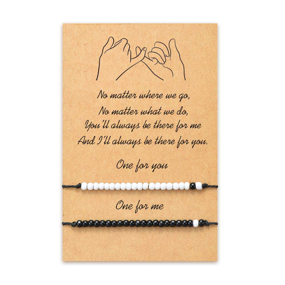 MANVEN Matching Bracelets for Couples Best Friends Pinky Promise Bracelets Birthday Gifts for Family Sister Women Men