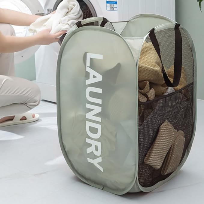 Larpur Pop Up Laundry Baskets, 2 Pack Mesh Laundry Hampers Collapsible Clothes