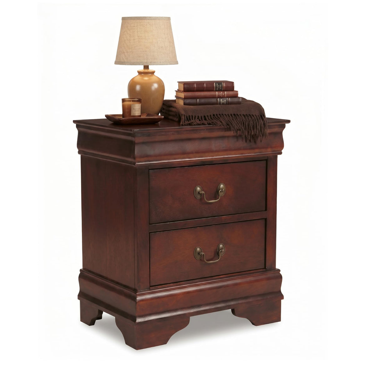 Signature Design by Ashley Alisdair Traditional 2 Drawer Nightstand, 23.75" Tall, Dark Brown