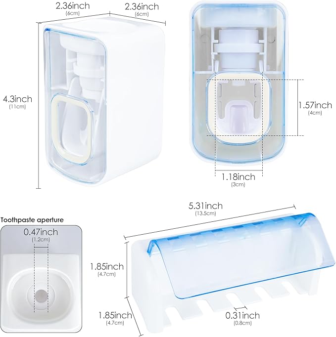 5 Slots Wall Mount Toothbrush Holder