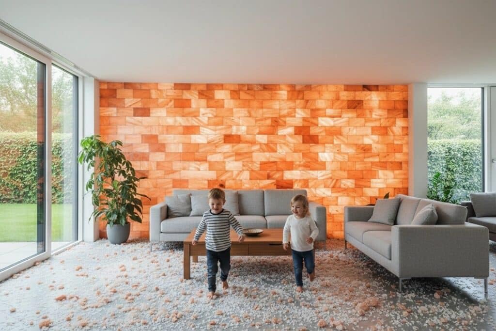 Pink Salt Bricks for Salt Walls & Sauna Walls – Pack of 4 | 8x4x1 Inch Natural Salt Tiles for Spa, Wellness Rooms & Home Decor