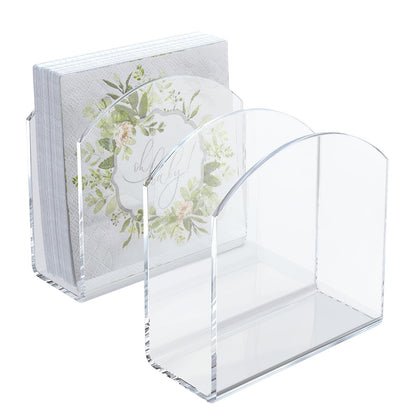 PITBVO Napkin Holder, 2 Pack Clear Acrylic Napkin Tissue Holder for Table,Tissue Paper Cocktail Napkin Holder for Kitchen, Dinner Napkin Dispenser for Bar, Restaurant