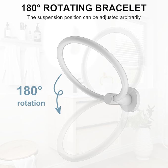 SetSail Towel Holder for Bathroom Wall White Towel Ring Screw-in Hand Towel