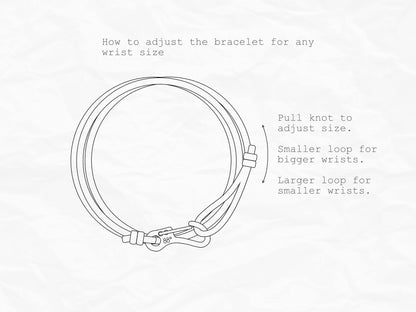 Carabiner Climbing Bracelet - Made from Stainless Steel and Durable Rope - Handmade in The UK - Adjustable Rope Bracelet for Men - Waterproof Climber Bracelet - (Black & Silver)