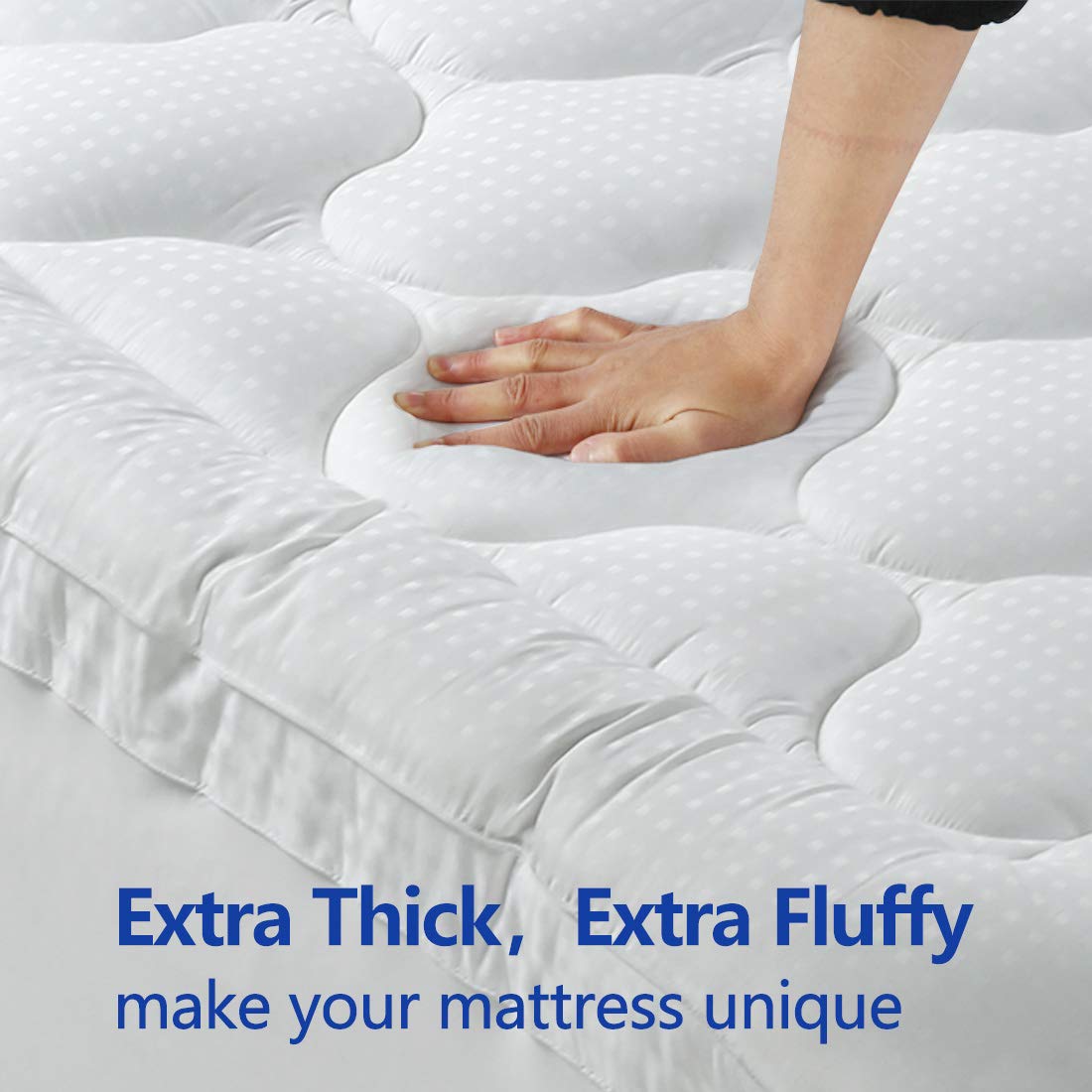EASELAND Twin XL Mattress Topper Pillow Top Mattress Cover Quilted Fitted Mattress Protector Cotton Top 8-21" Deep Pocket Extra Thick Mattress Pad (39x80 Inches, White)