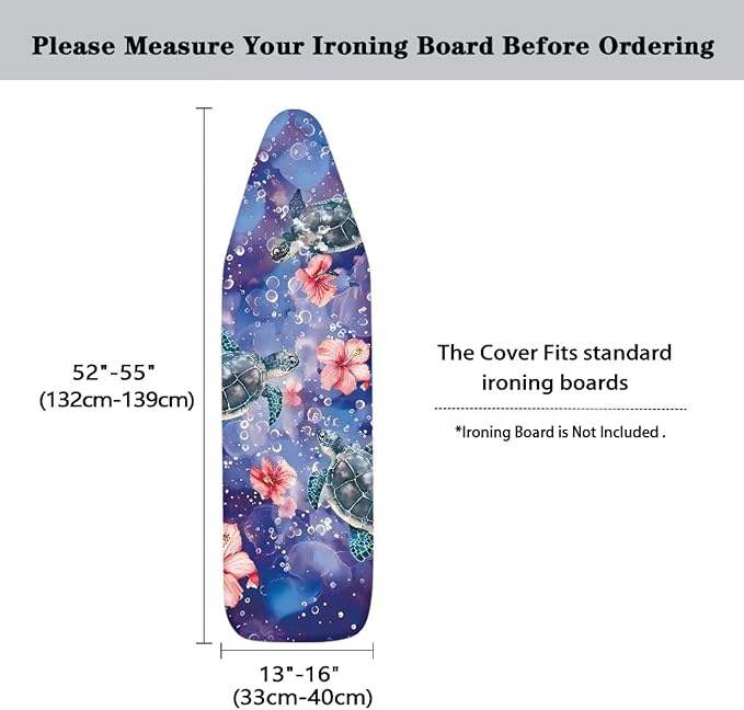 Floral Sea Turtle Ironing Board Cover Heat Reflective Anti-dust, Soft Fabric