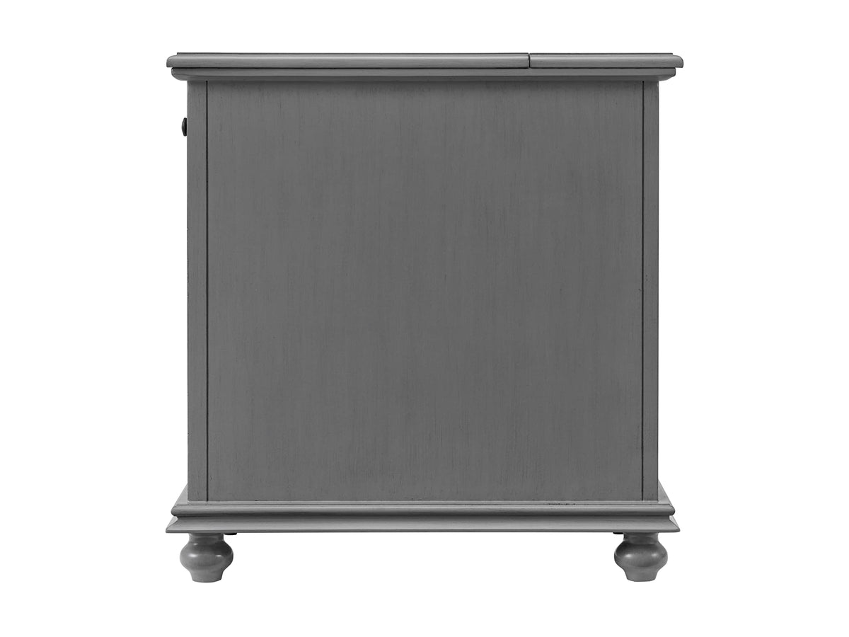 Martin Svensson Home Elegant Chairside End Table with Power — 24″W x 16″D x 25″H, Gray — Transitional Painted Accent Table with Flip-Top USB Charging, Drawer & Cabinet Storage