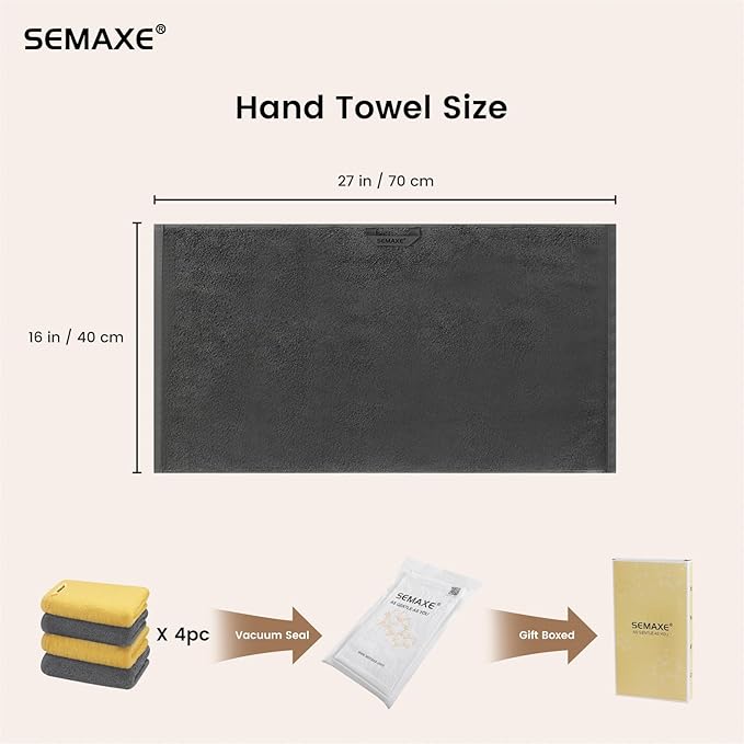 SEMAXE Hand Towels for Bathroom, 100% Cotton Towels