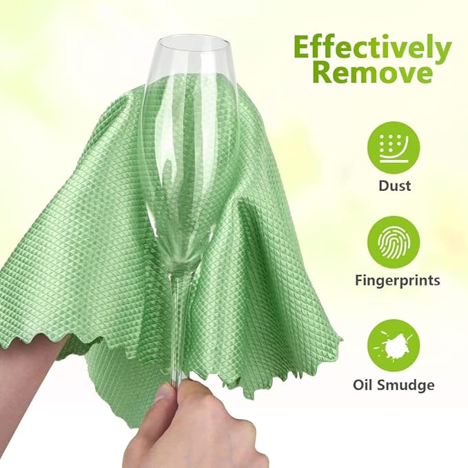 HOMEXCEL Microfiber Glass Cleaning Cloths-6PK, Stainless Steel, Premium Magic