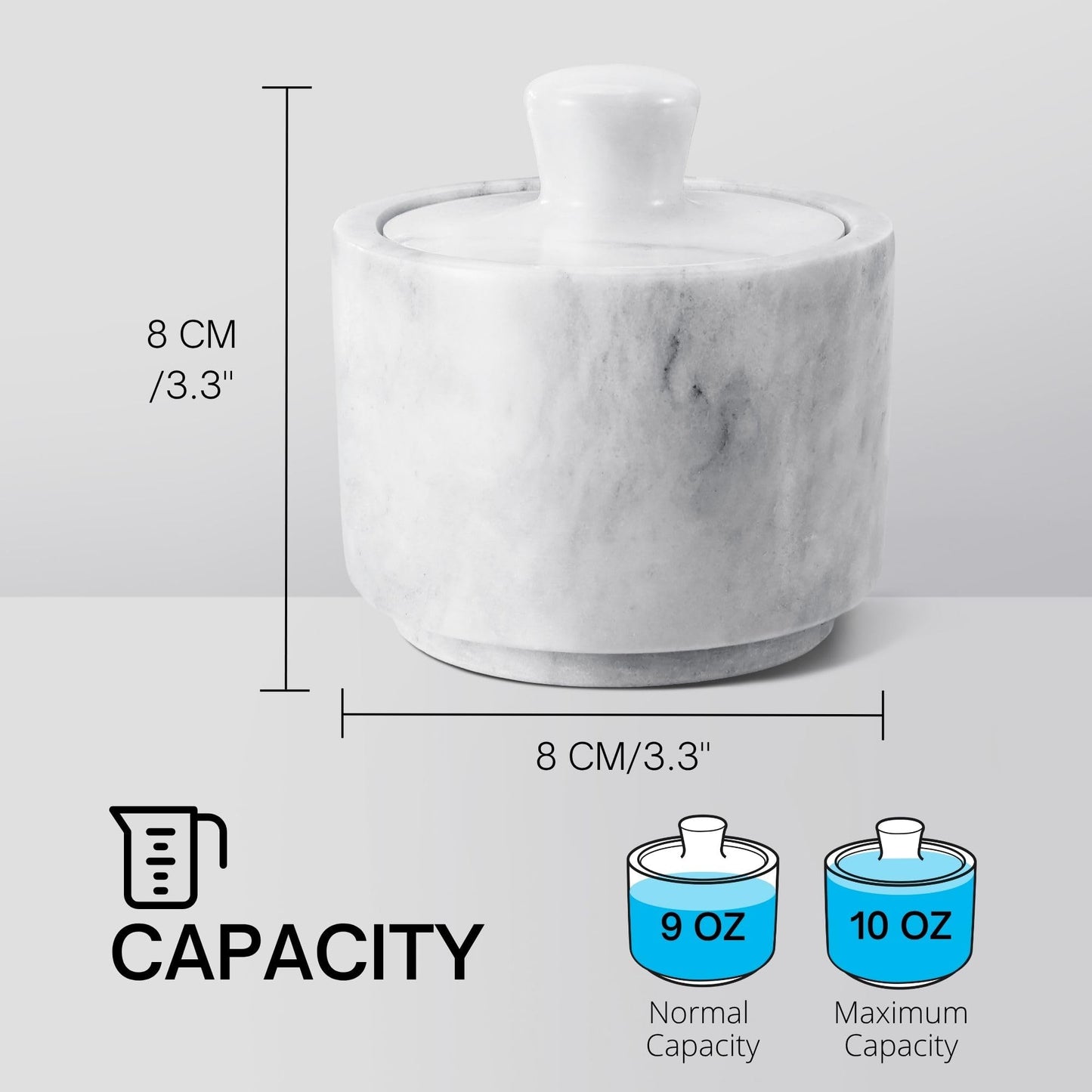 Flexzion Marble Salt Cellar with Lid, Multi-Purpose Marble Container for Salt, Pepper, Paprika and Powdered Herbs, Salt Containers for Countertop, Box for Jewelry, Watches & Accessories (White)