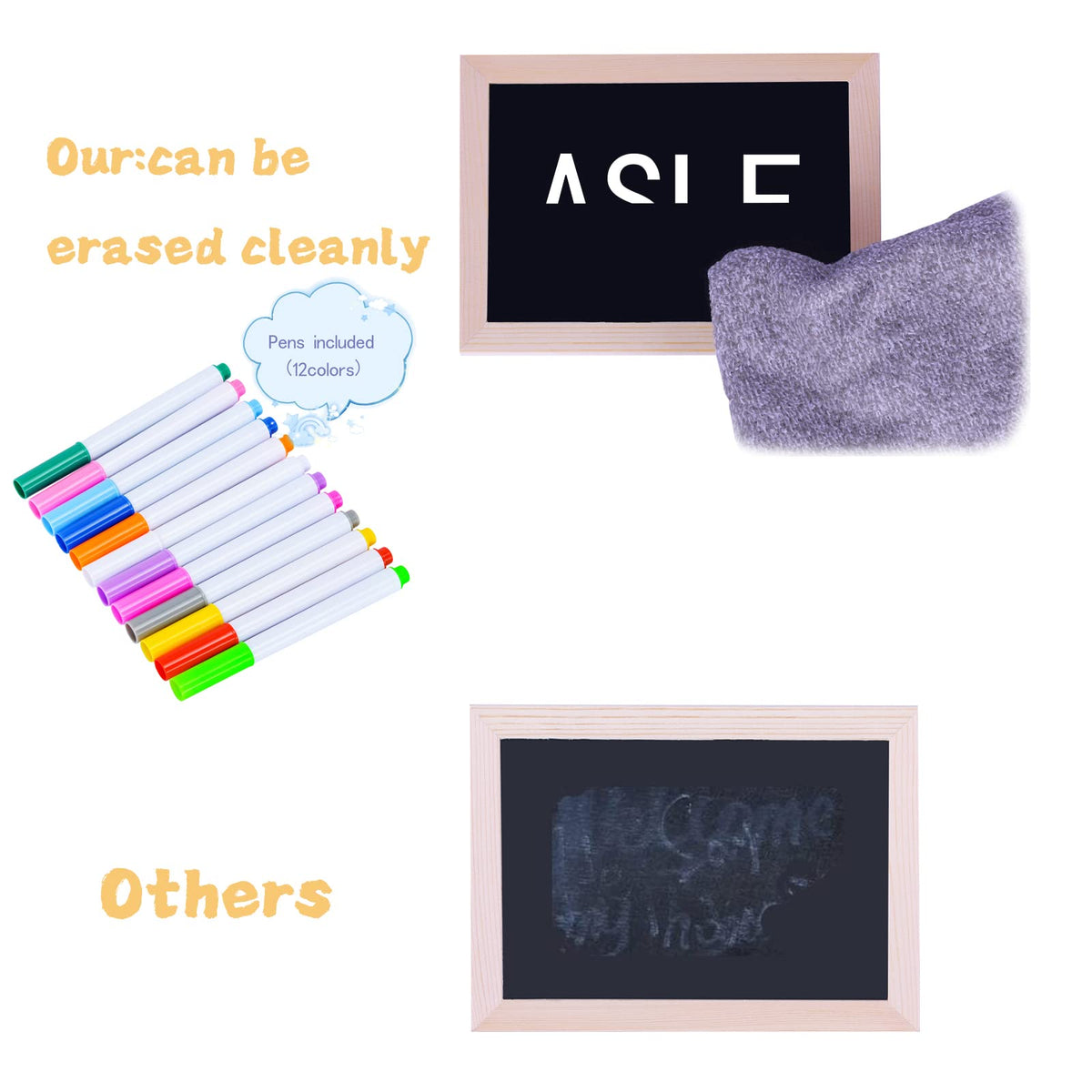 Small Chalkboard with Frames, Mini Wooden Double Sided Chalkboards, Learning and Handwriting Without Tears, Slate Board Signs School Supplies for Classroom Party Home Office,5 x 7 Inch(7PCS)