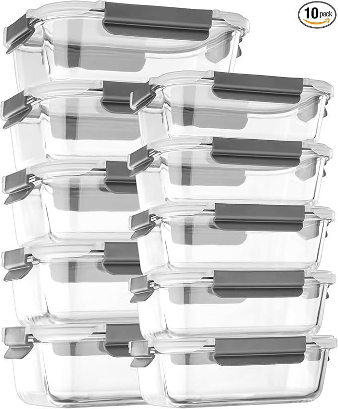 [10 pack Glass Meal Prep Containers