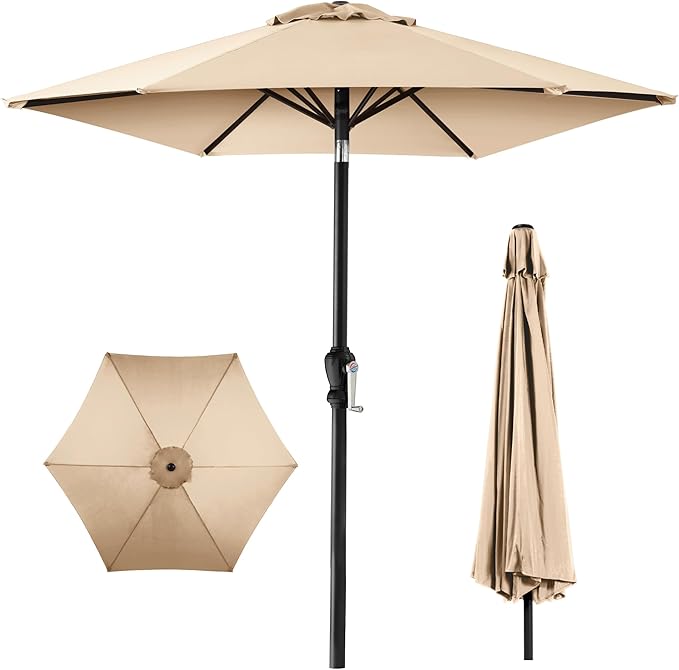 Best Choice Products 10ft Outdoor Table Compatible Steel Polyester Market Patio Umbrella w/Crank and Easy Push Button Tilt