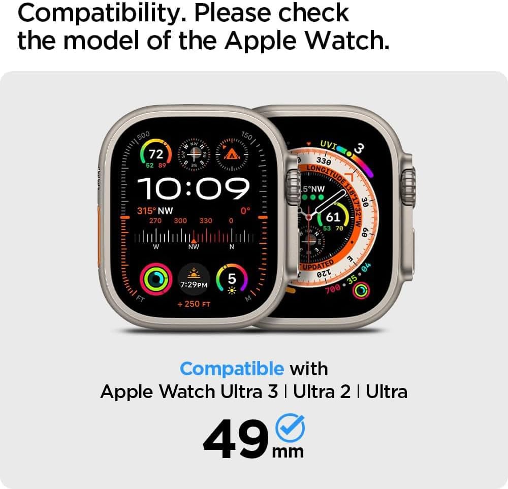 Spigen Tempered Glass Screen Protector [Glas.tR EZ Fit] designed for Apple Watch Ultra 3 / Ultra 2 / Ultra (49mm) - 2 Pack