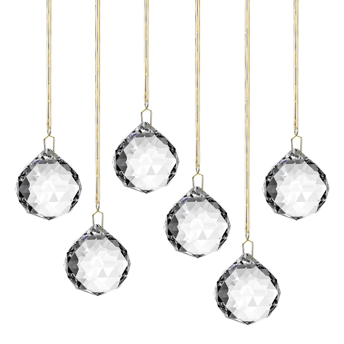 Set 6 Crystal Sun Catcher,Clear Ball Suncatcher Crystals Indoor Window Hanging Christmas Ornaments Rainbow Maker Prisms for Home Garden Decor