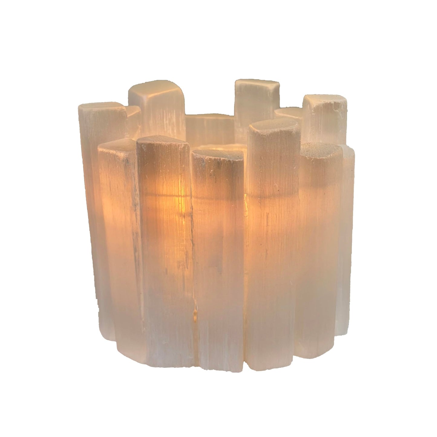 Selenite Tea Light Holder, Natural Selenite Crystal Candle Holders with Different Shapes, for Home Decor, Meditation, Yoga, Reiki, Gifts (Round Irregular Cup)