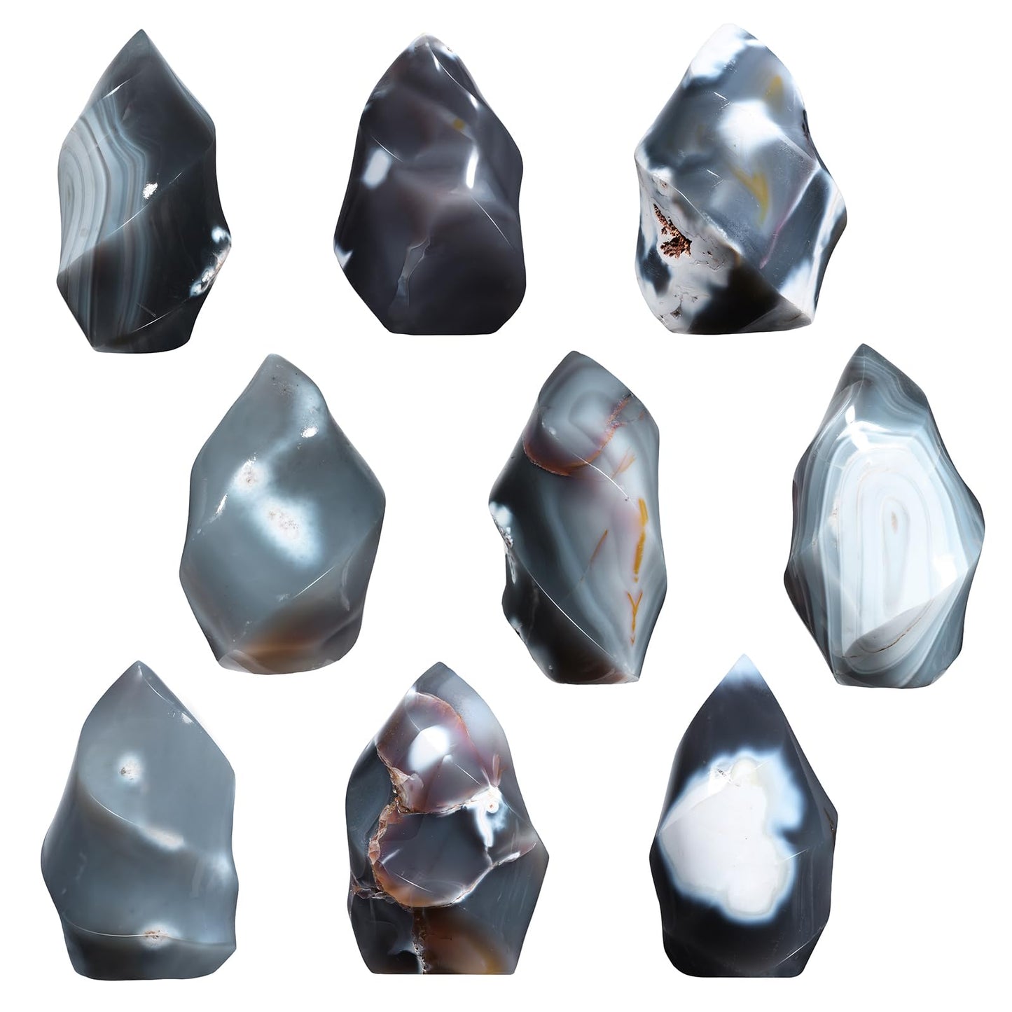 dssmboom Orca Agate Flame Shaped Stone Tower for Home Decor, Irregular Healing Crystal Specimen Mineral for Collection, Energy Balancing,501g-600g