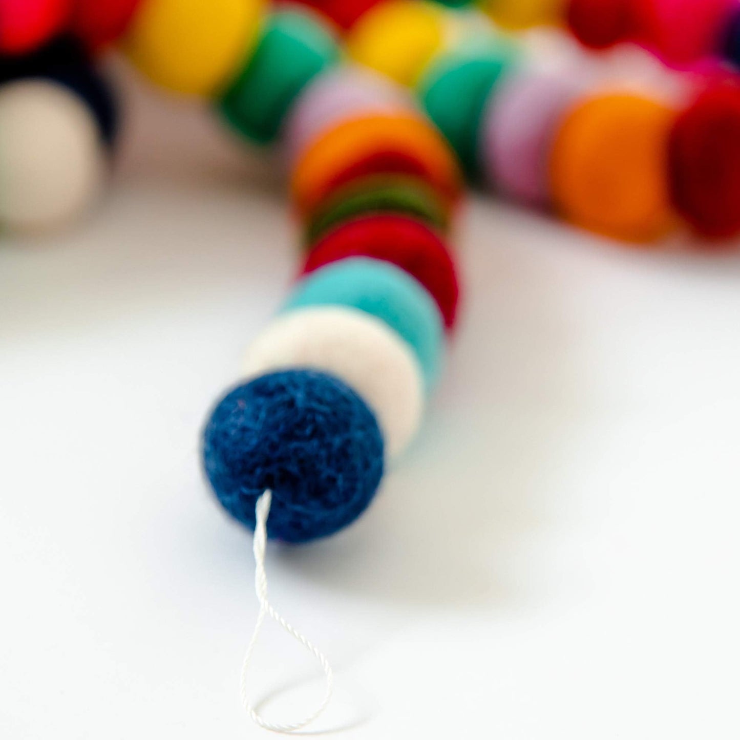 Peachy Party Colorful Felt Ball Pom Pom Garland | 9 Ft | Spring, Easter, Birthday, Christmas Decor | 100% Wool Felt | Boho Rainbow