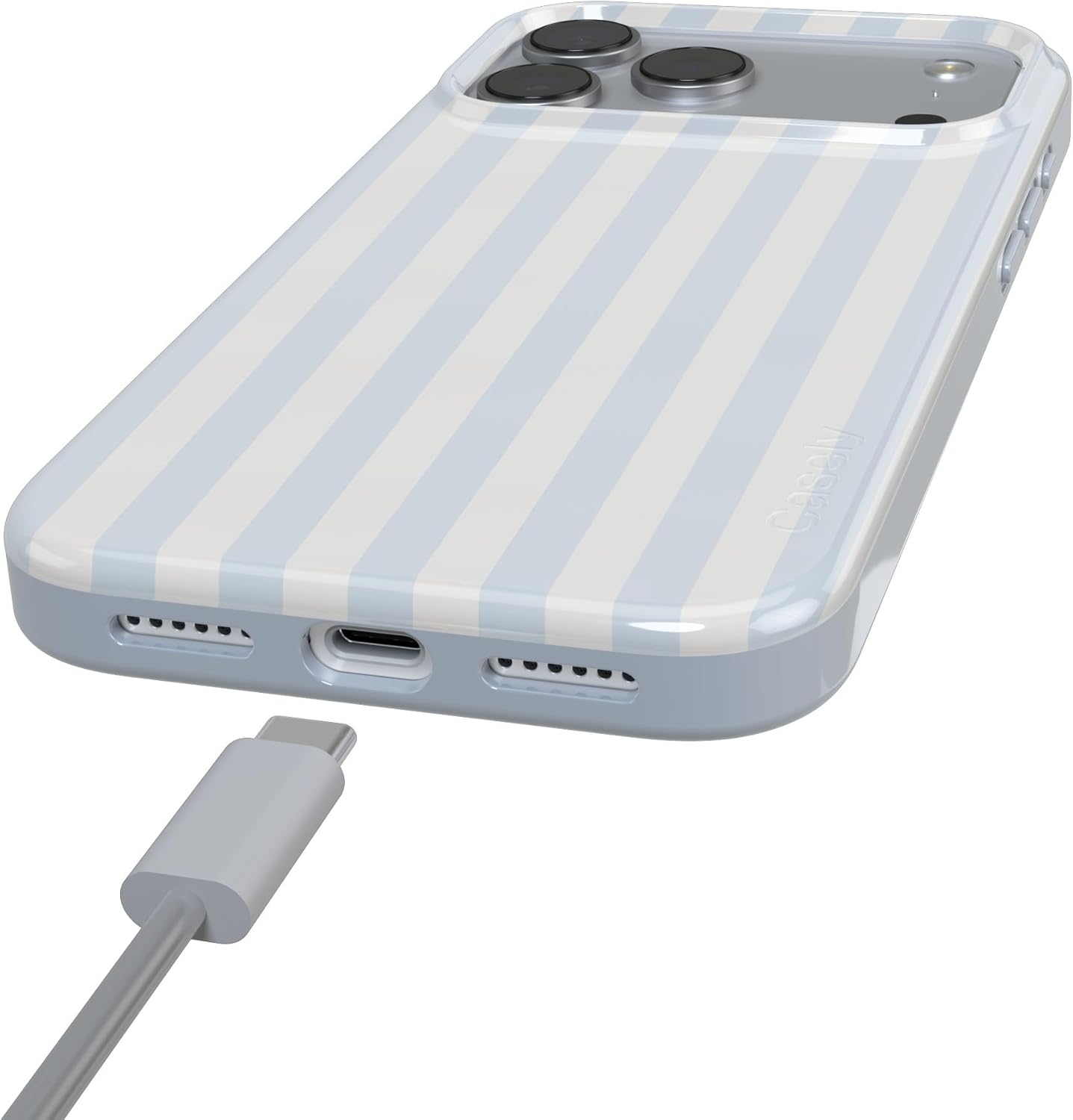 Casely iPhone 17 Pro Case | Blue Stripes | Sunday Best | Compatible with MagSafe | Classic Ultra Slim Design